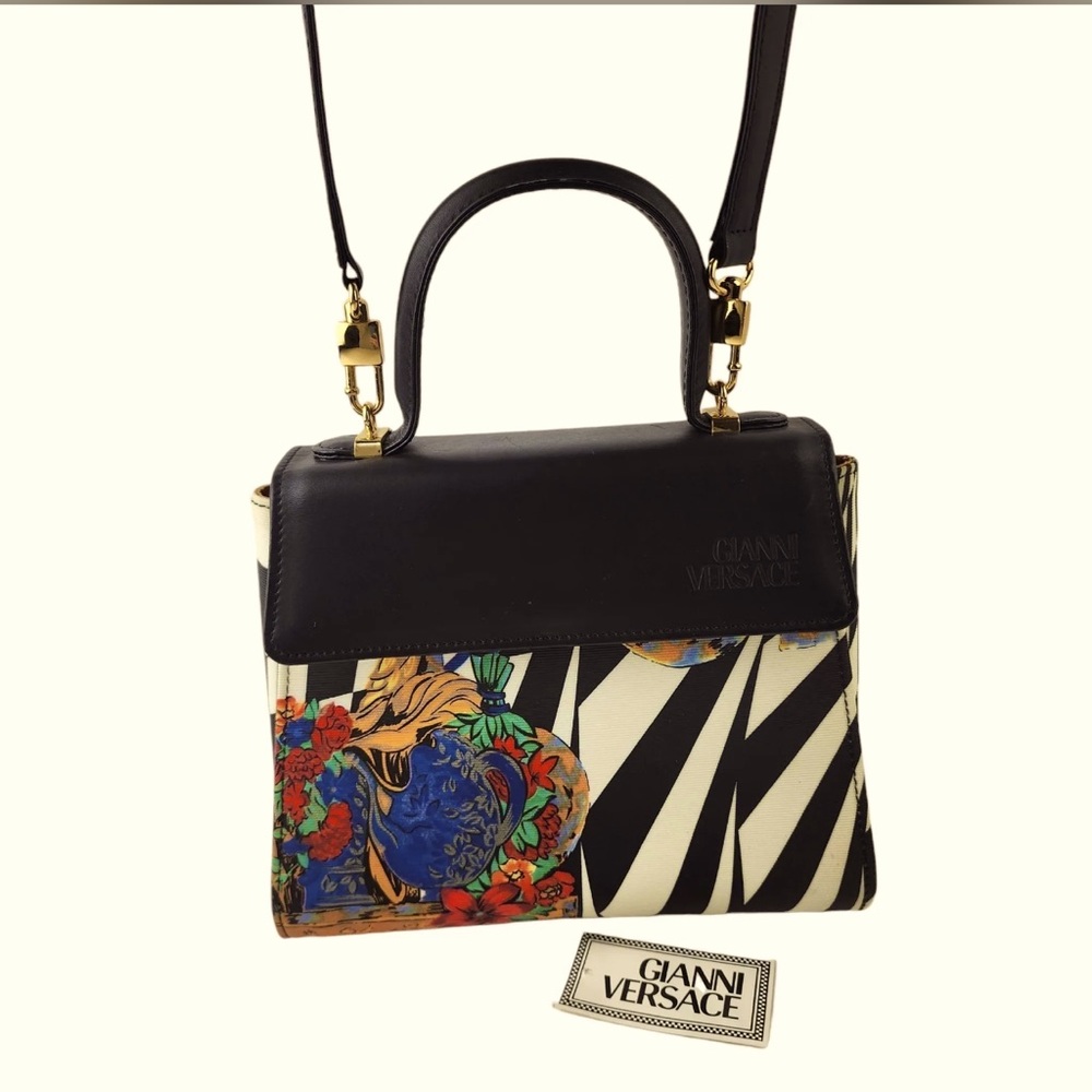 Versace Bag with Gold Accents | Black